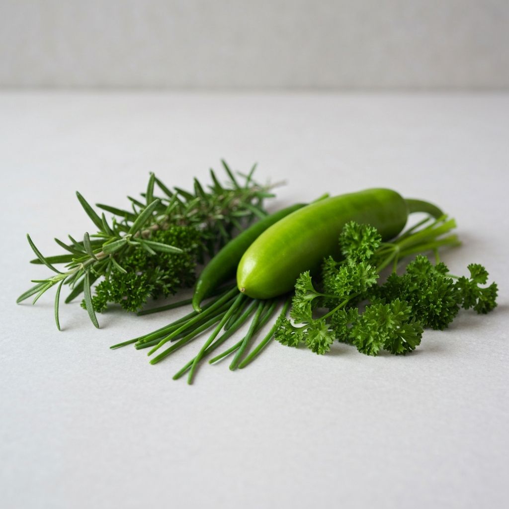 Frische Kräuter und Gemüse